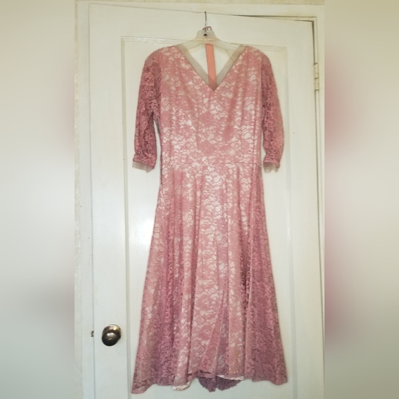 Women's Antique Vintage 1940s formal/cocktail dress, Charles Berg, Dusty Rose - Picture 11 of 12
